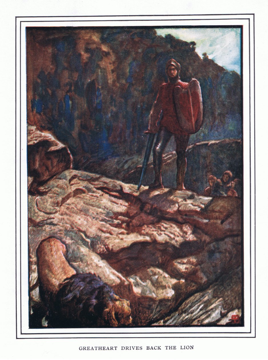Büyük Kalp aslanı geri püskürtür by John Byam Liston Shaw