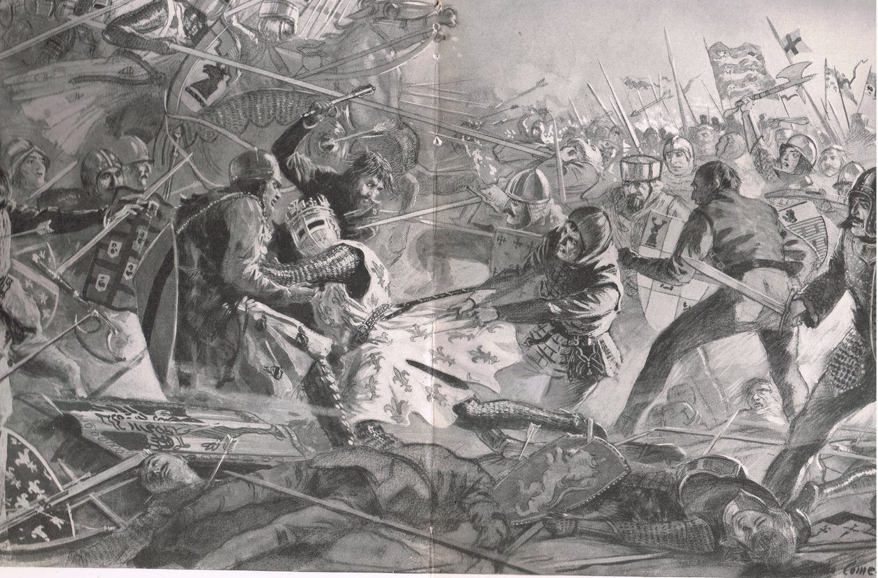 Philip, İngiliz piyade tarafından atından indirilinceye kadar tekrar tekrar hücum etti, Cassell, Londra, c.1910 tarafından yayınlanan 