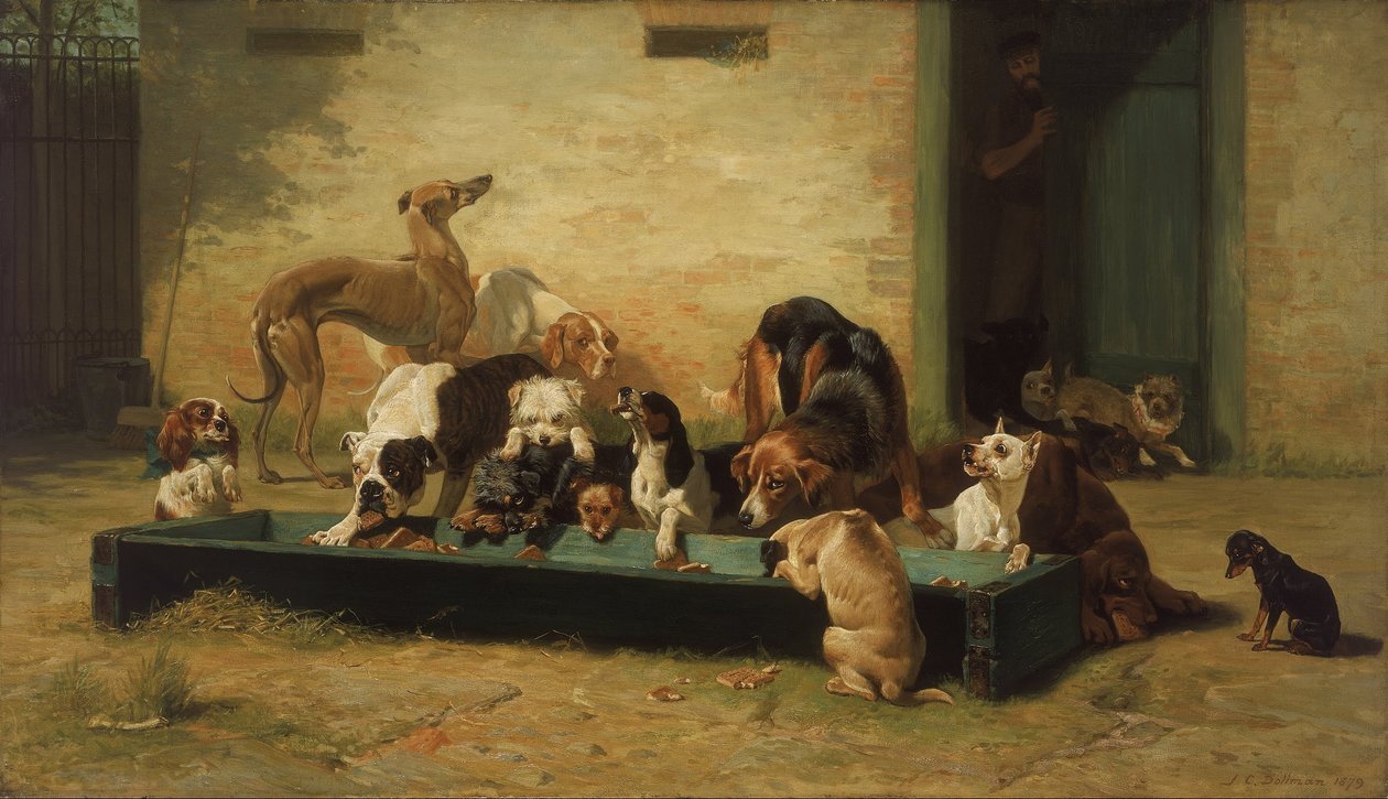 Bir Köpek Evinde Tablo dHote by John Charles Dollman