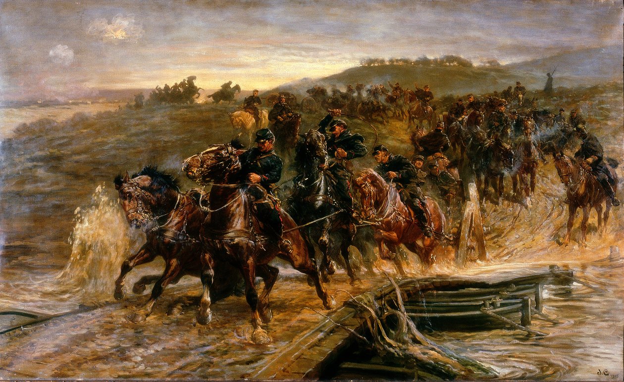 Fransız Topçusu Sular Altında Aisne'yi Geçiyor ve Silahları Kurtarıyor, 1915 by John Charlton