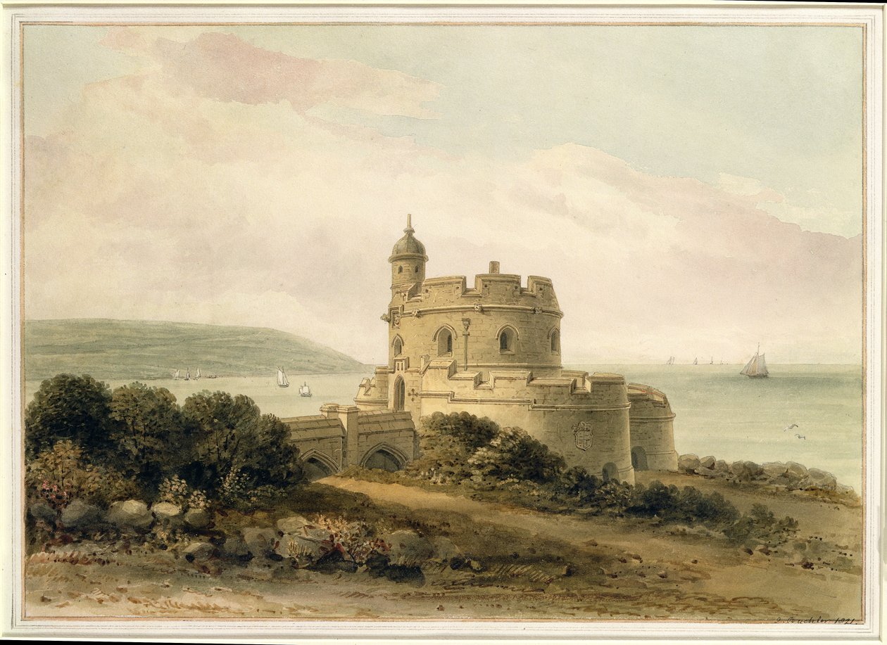 Mawes Kalesi, Cornwall, 1821 by John Chessell Buckler