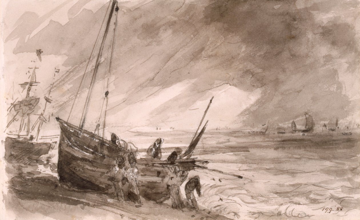 ಬ್ರೈಟನ್ ಕರಾವಳಿ ದೃಶ್ಯ, c.1828 ಟರ್ಕ್ by John Constable