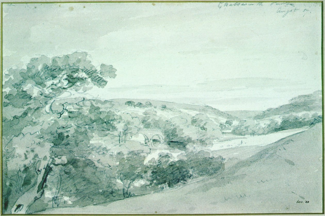 Chatsworth Park, 1801 (kalem ve sepya yıkama) by John Constable