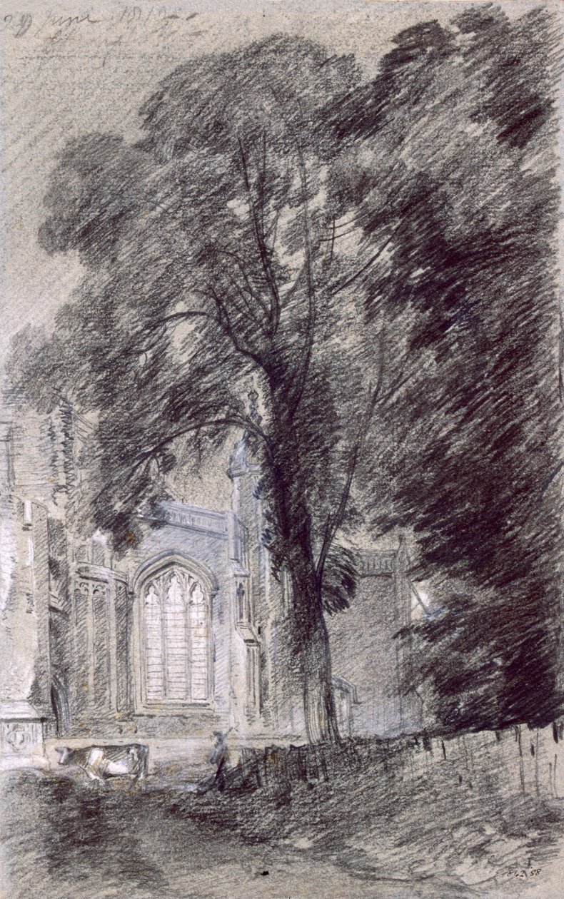Doğu Bergholt Kilisesi - West End (kağıt üzerinde grafit) by John Constable