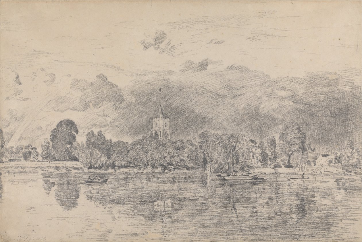 Nehrin karşısından Fulham Kilisesi by John Constable