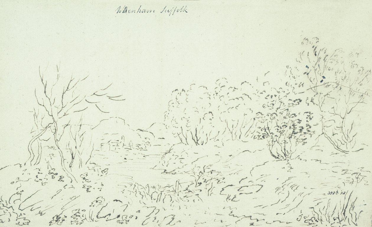 ವೆನ್ಹ್ಯಾಮ್, 1796 (ಪೆನ್ ಮತ್ತು ಇಂಕ್) ಟರ್ಕ್‌ನಲ್ಲಿ ಸ್ಟ್ರೀಮ್‌ನೊಂದಿಗೆ ಭೂದೃಶ್ಯ by John Constable