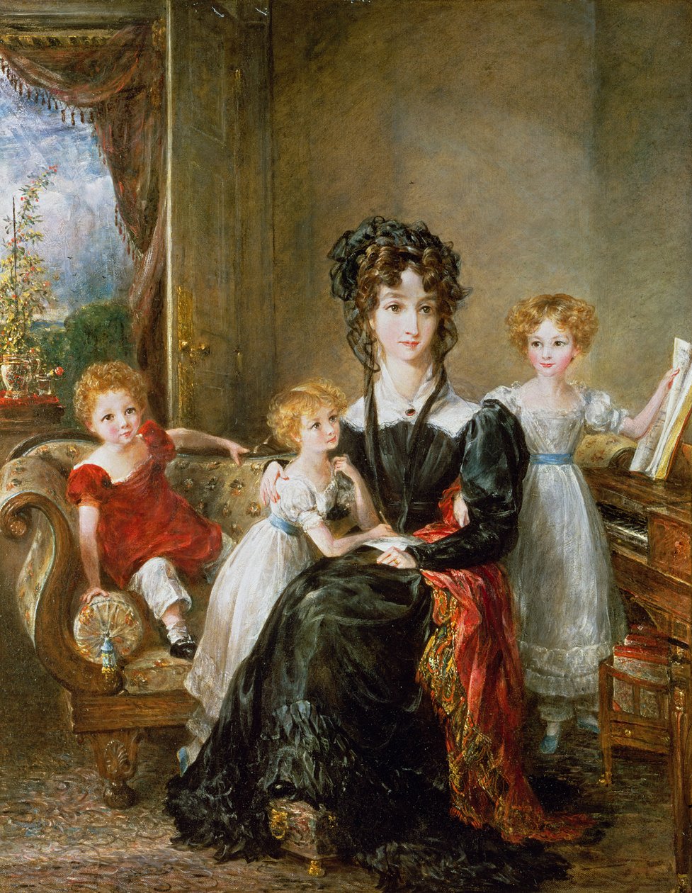 Elizabeth Lea ve Çocuklarının Portresi, 1828 dolayları (çift 95338) by John Constable