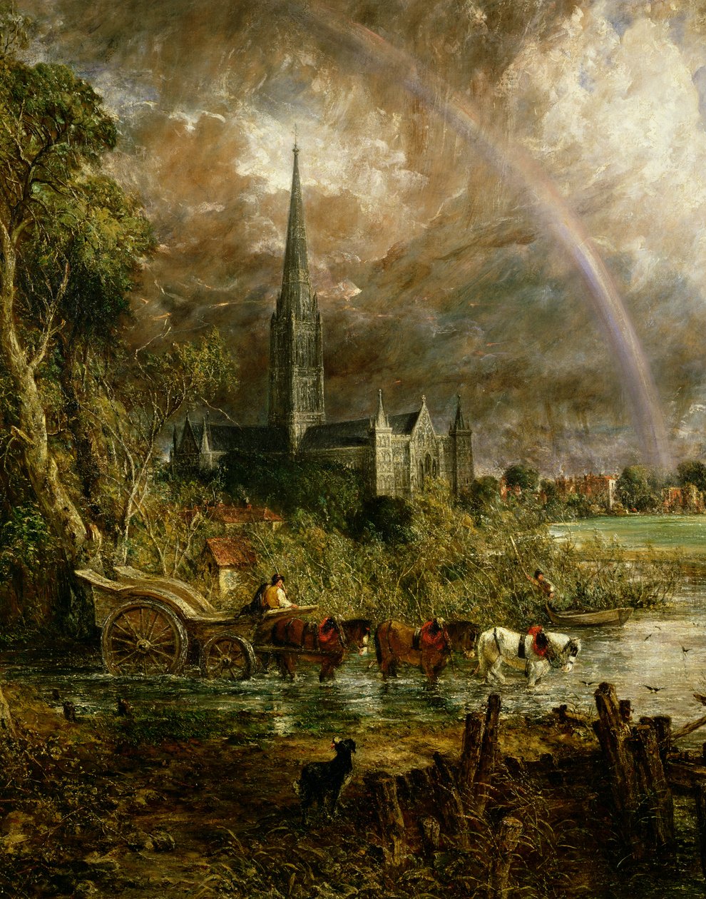Salisbury Cathedral From the Meadows, 1831 detail of 1560 by John Constable