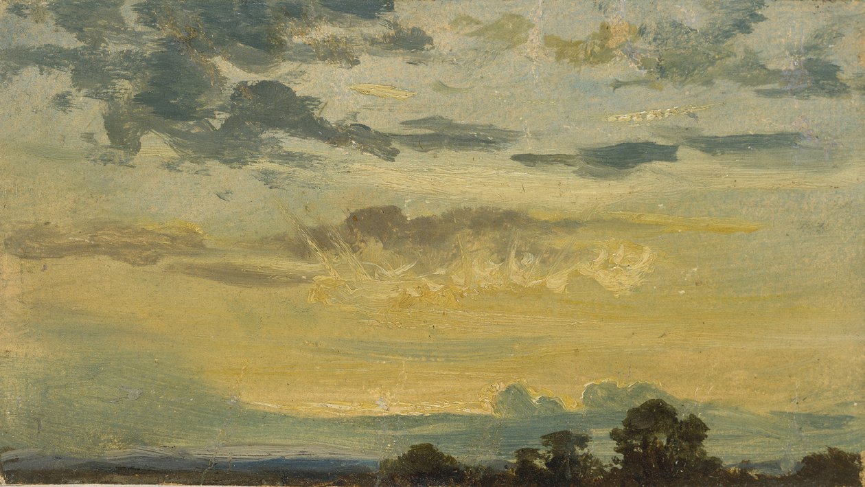 Yaz Günbatımı (kağıt üzerinde yağlı boya) by John Constable