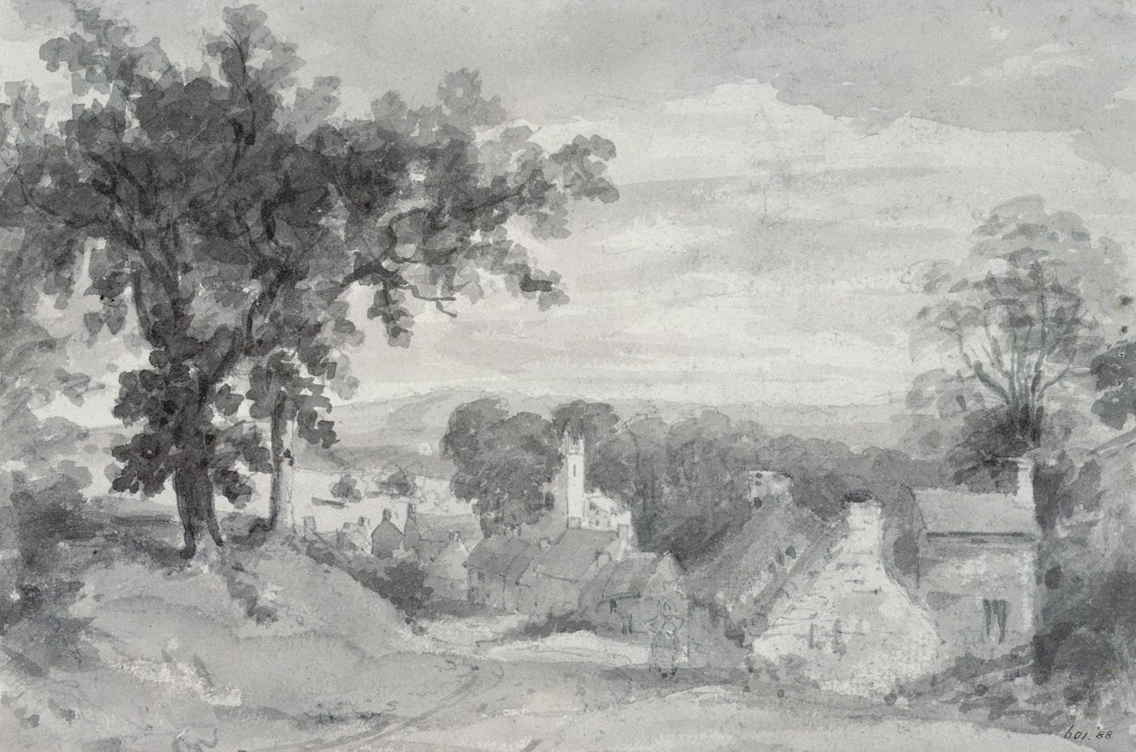 Edensor Köyü Girişi Edensor Köyü Girişi, 1801 (kalem ve sepya yıkama) by John Constable