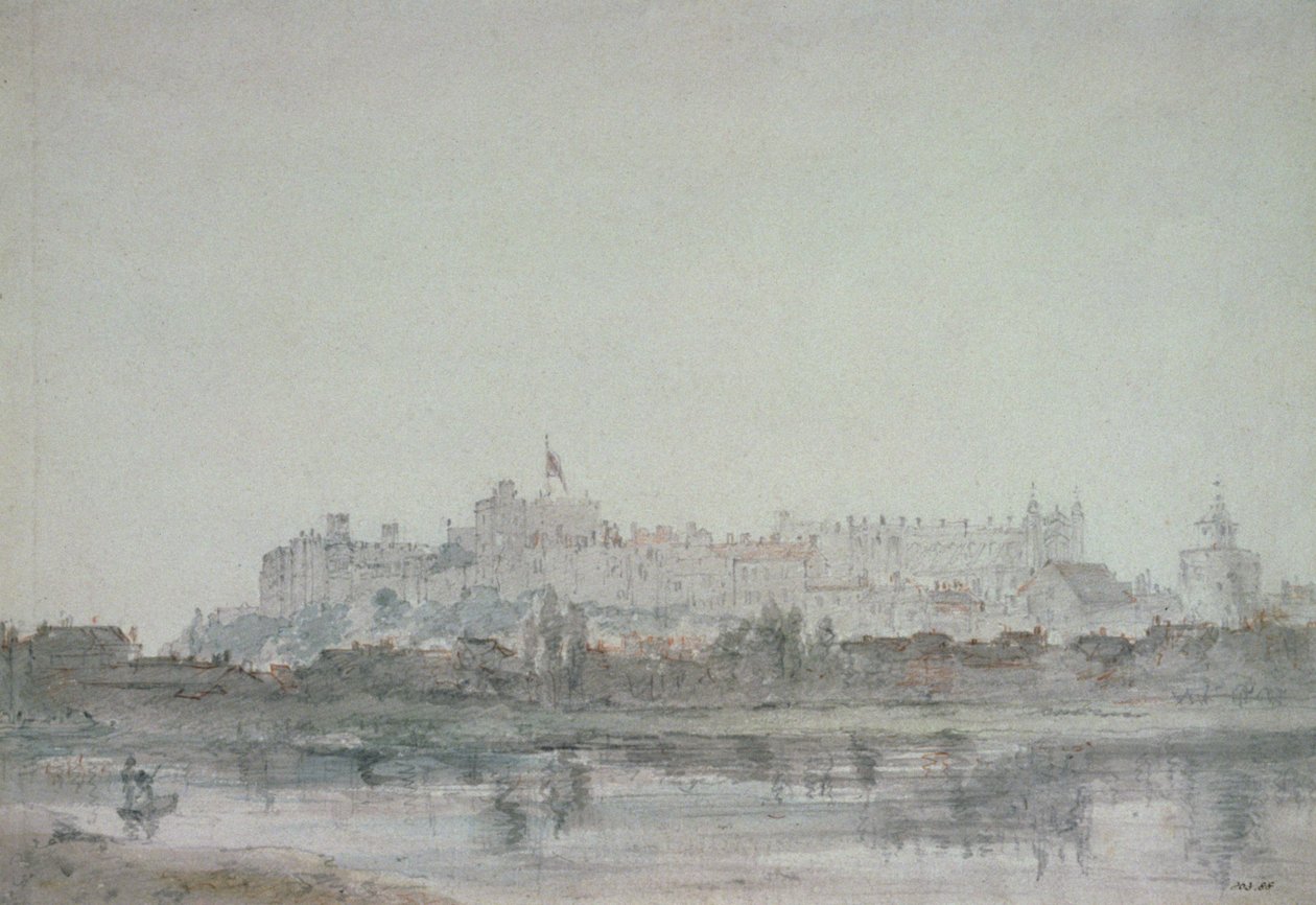 Nehirden Windsor Kalesi, 19. yüzyıl (çizim) by John Constable