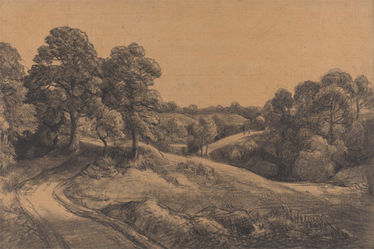 Uzaklaşan Yollu Ormanlık Yamaç by John Constable