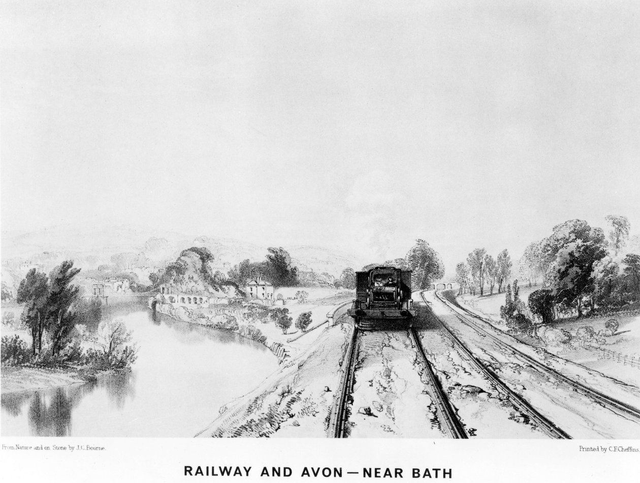 Bath yakınlarındaki Demiryolu ve Avon, C. F. Cheffins tarafından basılmış, 1843 by John Cooke Bourne