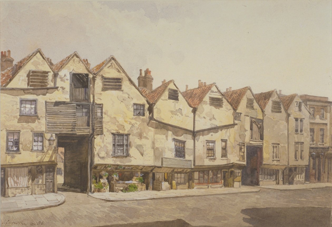 Dükkan ve evlerin görünümü, Bermondsey Caddesi, Bermondsey, 1886 by John Crowther