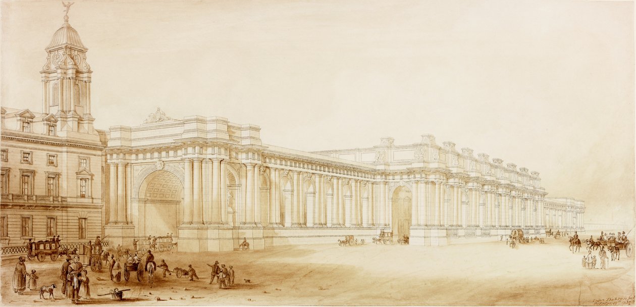 Central Station, Newcastle upon Tyne (m.ö. ve kağıt üzerine mürekkep) by John Dobson