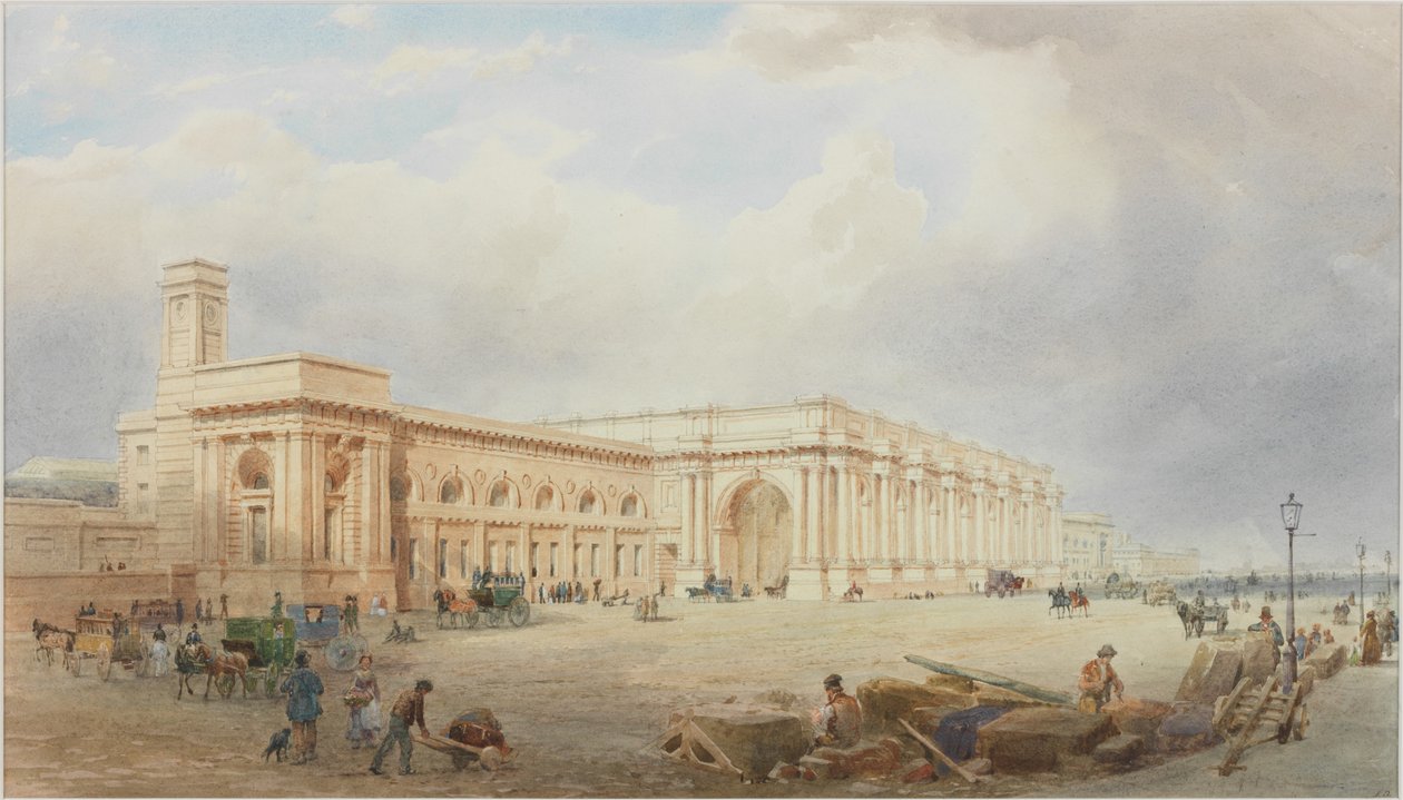 Central Station, Newcastle upon Tyne (bc, kağıt üzerinde mürekkep ve wc) by John Dobson
