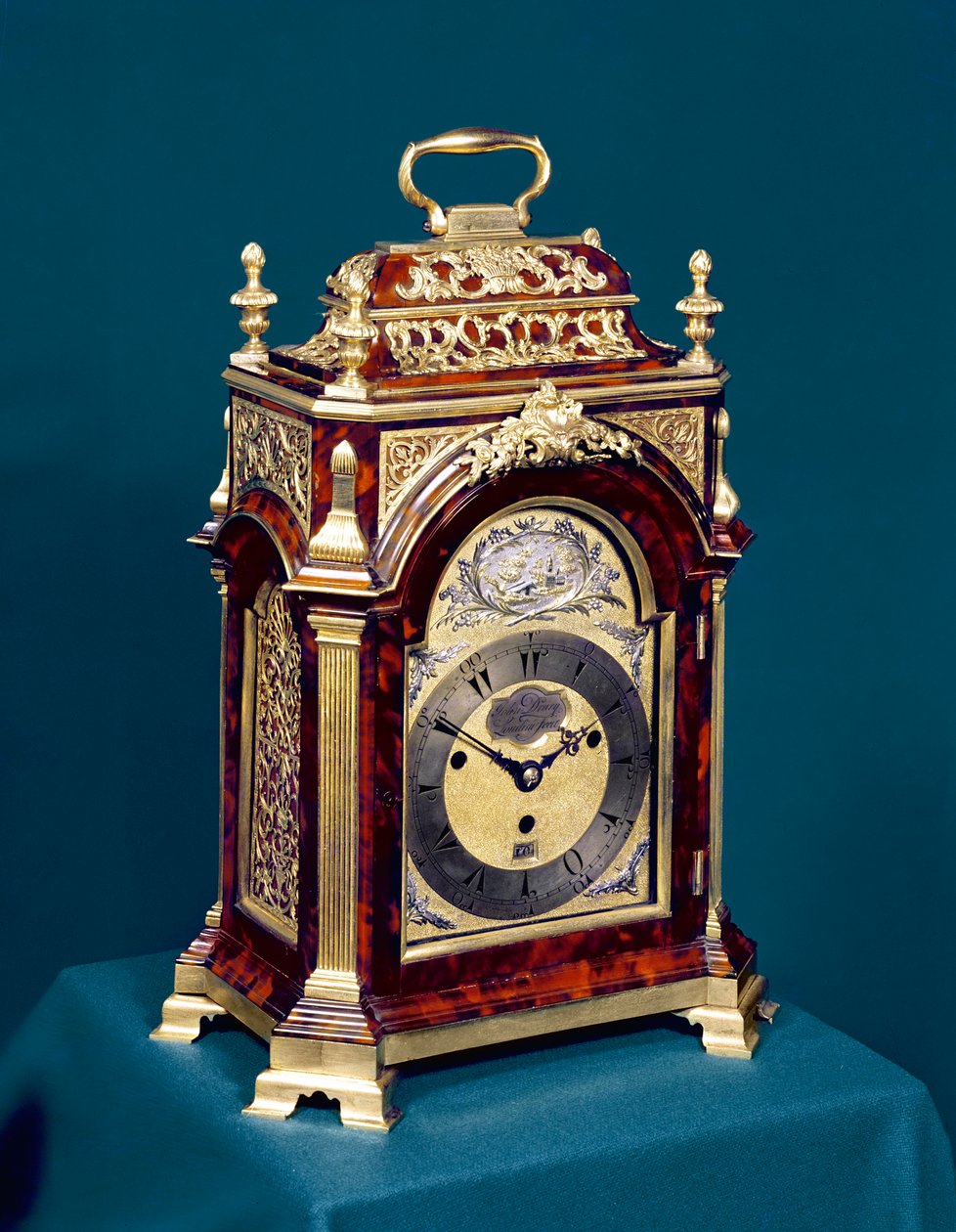 Masa saati, c.1750 (metal montajlı kaplumbağa kabuğu kaplama) by John Drury