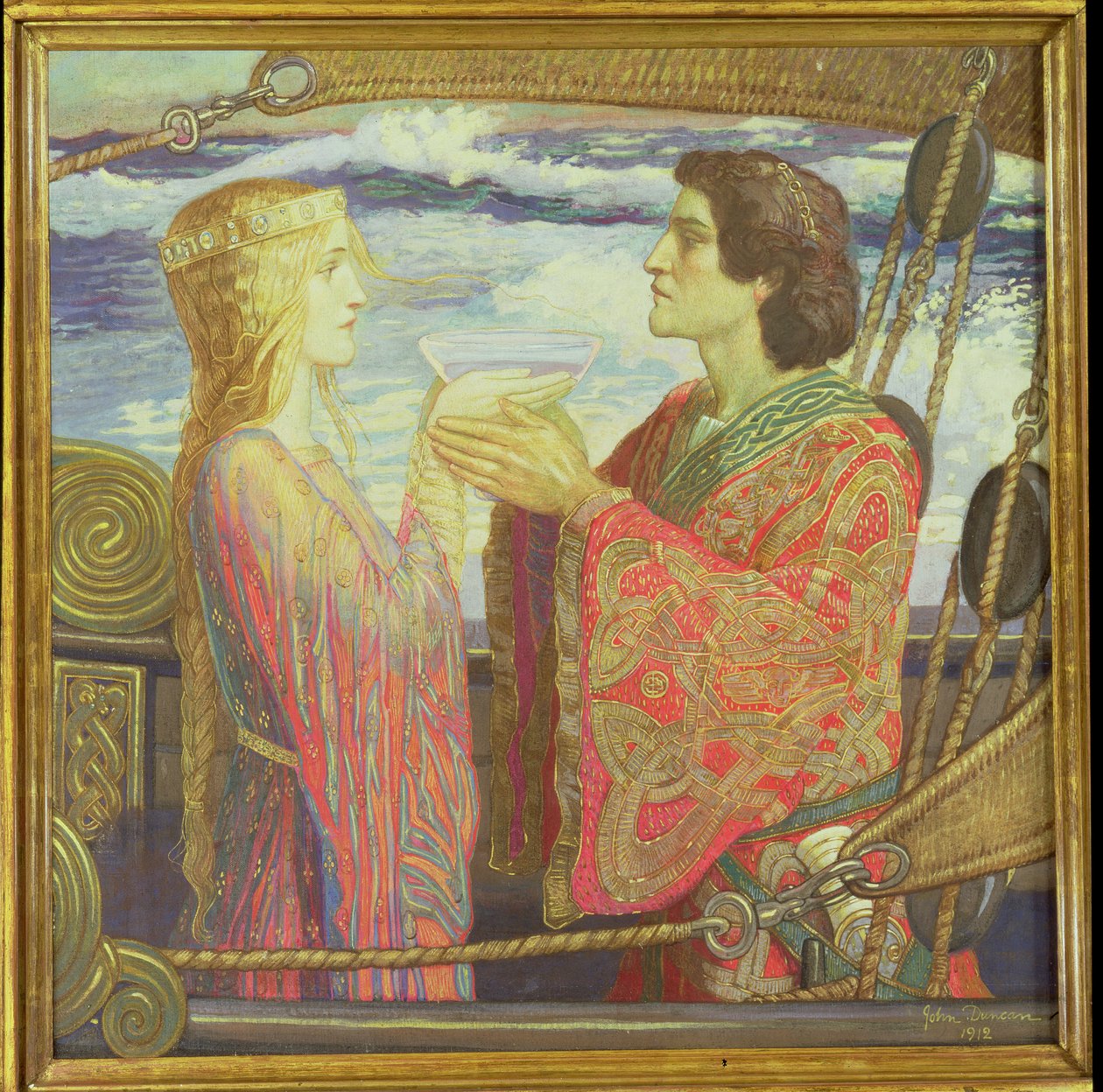 Tristan ve Isolde, 1912 (tuval üzerine tempera) by John Duncan