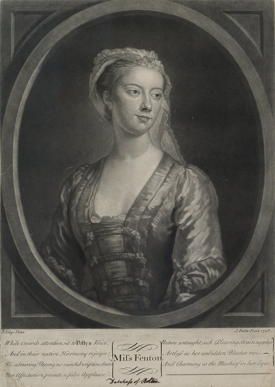 Bayan Fenton, Genç John Faber (c.1695-1756), 1728 (mezzotint) tarafından kazınmış by John Ellys