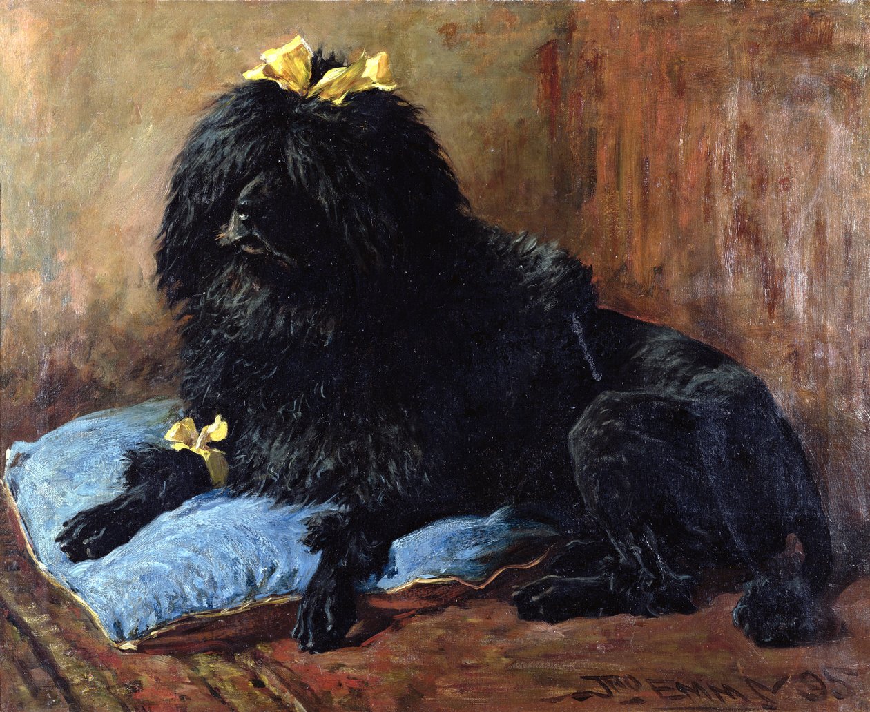 Mavi bir yastık üzerinde bir Siyah Standart Kaniş, 1895 by John Emms