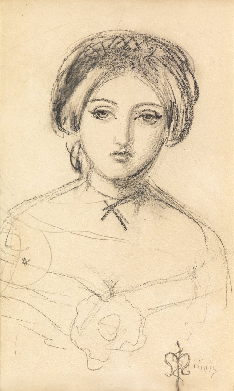 John Leech tarzında bir İngiliz güzelliği, c.1853 by John Everett Millais