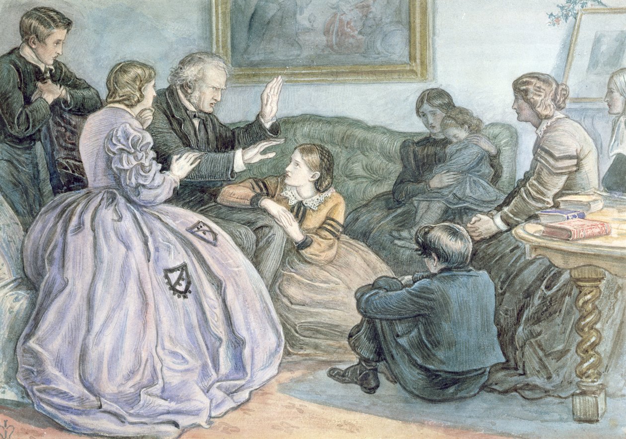 Noel Öyküsü Anlatma, Bir Kış Masalı, 1862 (kağıt üzerinde kurşun kalem üzerinde wc) by John Everett Millais