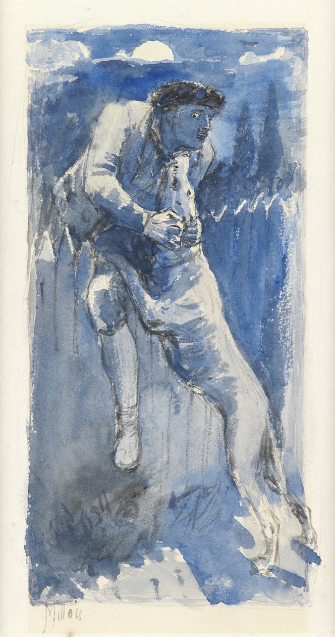 Savunma, c.1849-50 (kalem ve kağıt üzerinde yıkama) by John Everett Millais