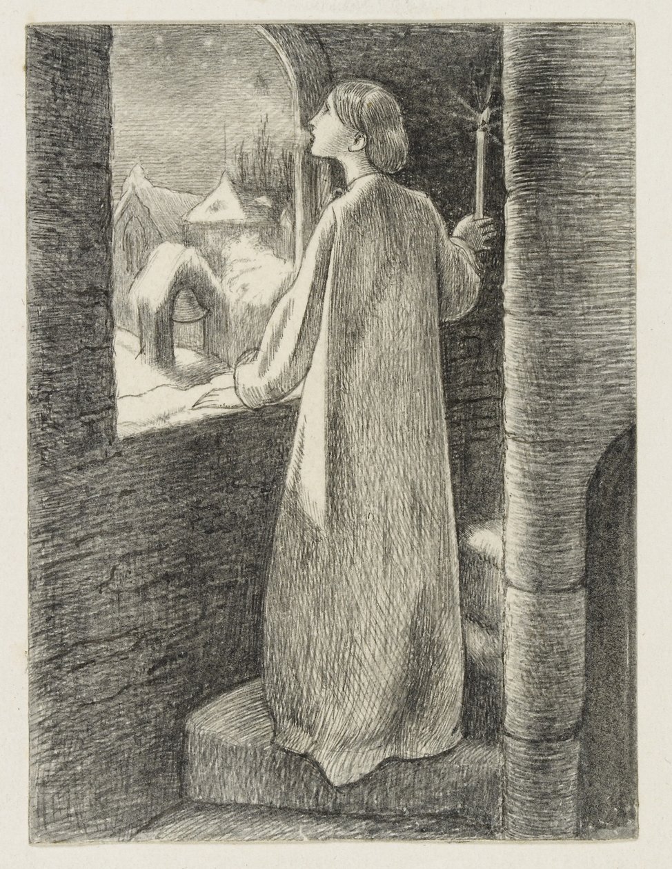 Aziz Agnes Eve (kalem ve siyah mürekkep) by John Everett Millais