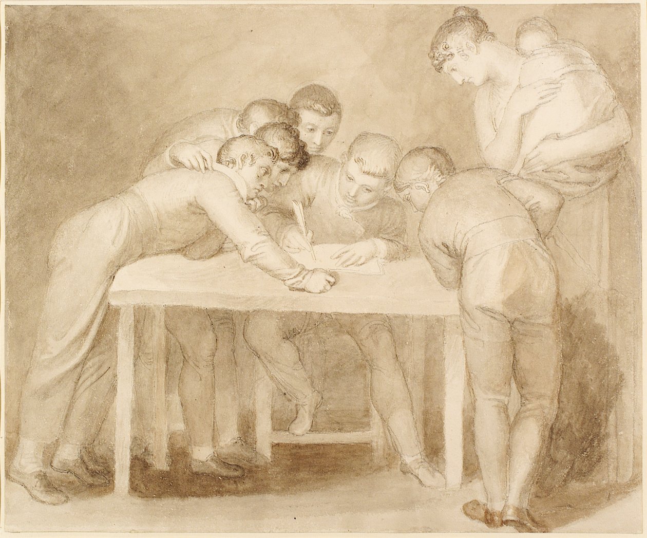 A Yerli Grup (kalem, mürekkep, kurşun kalem ve yıkama) by John Flaxman