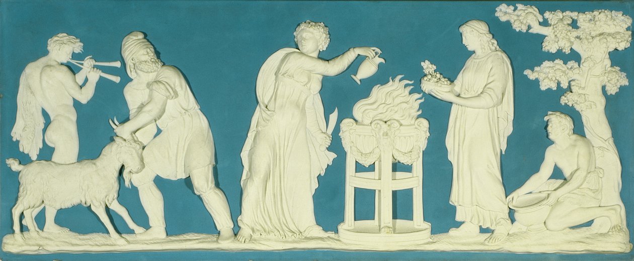 Bacchanalian Scene, Wedgwood tarafından plaket (jasperware) by John Flaxman
