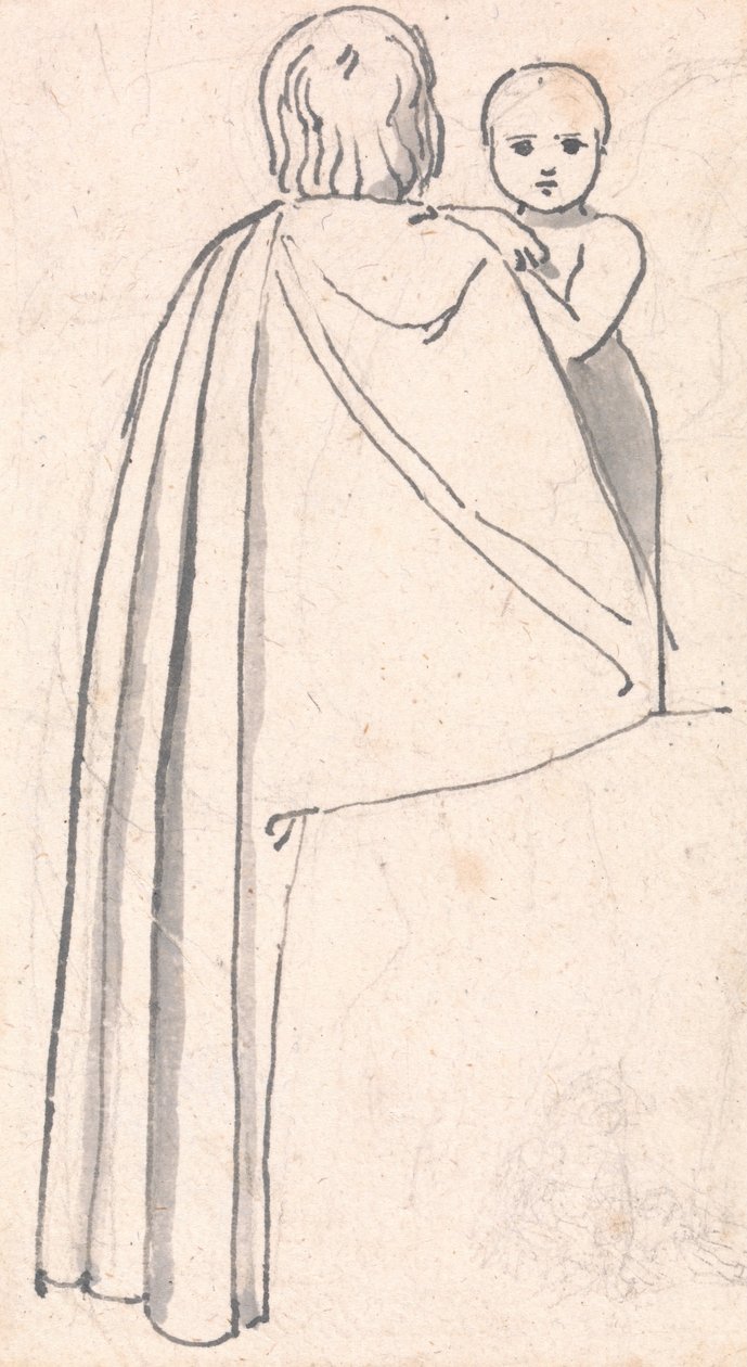 Omzunun Üzerinden Bakan Çocuklu Bir Kadının Arkadan Görünümü by John Flaxman