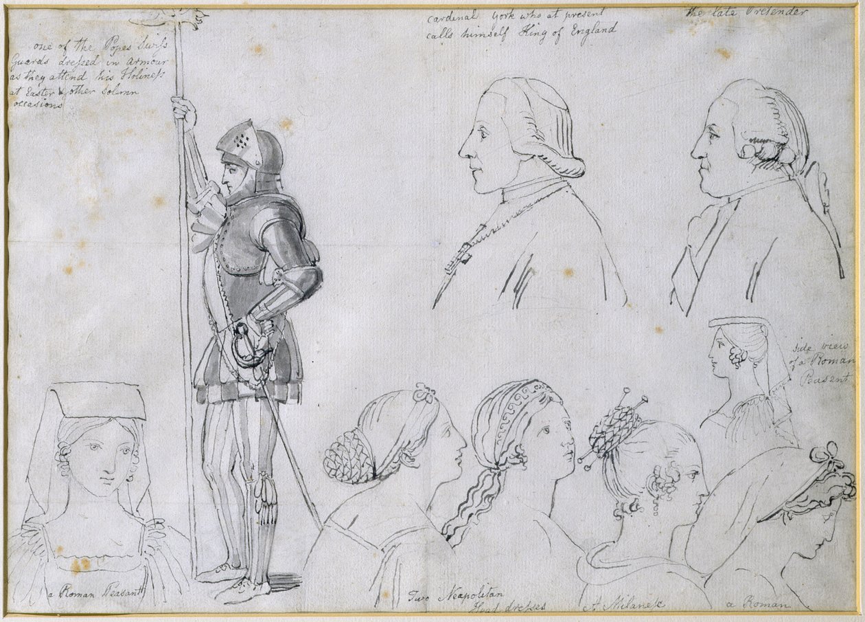 Prens Charles Edward Stuart (1720-88) ve kardeşi Kardinal York (1725-1807) Portreleri ile Roma