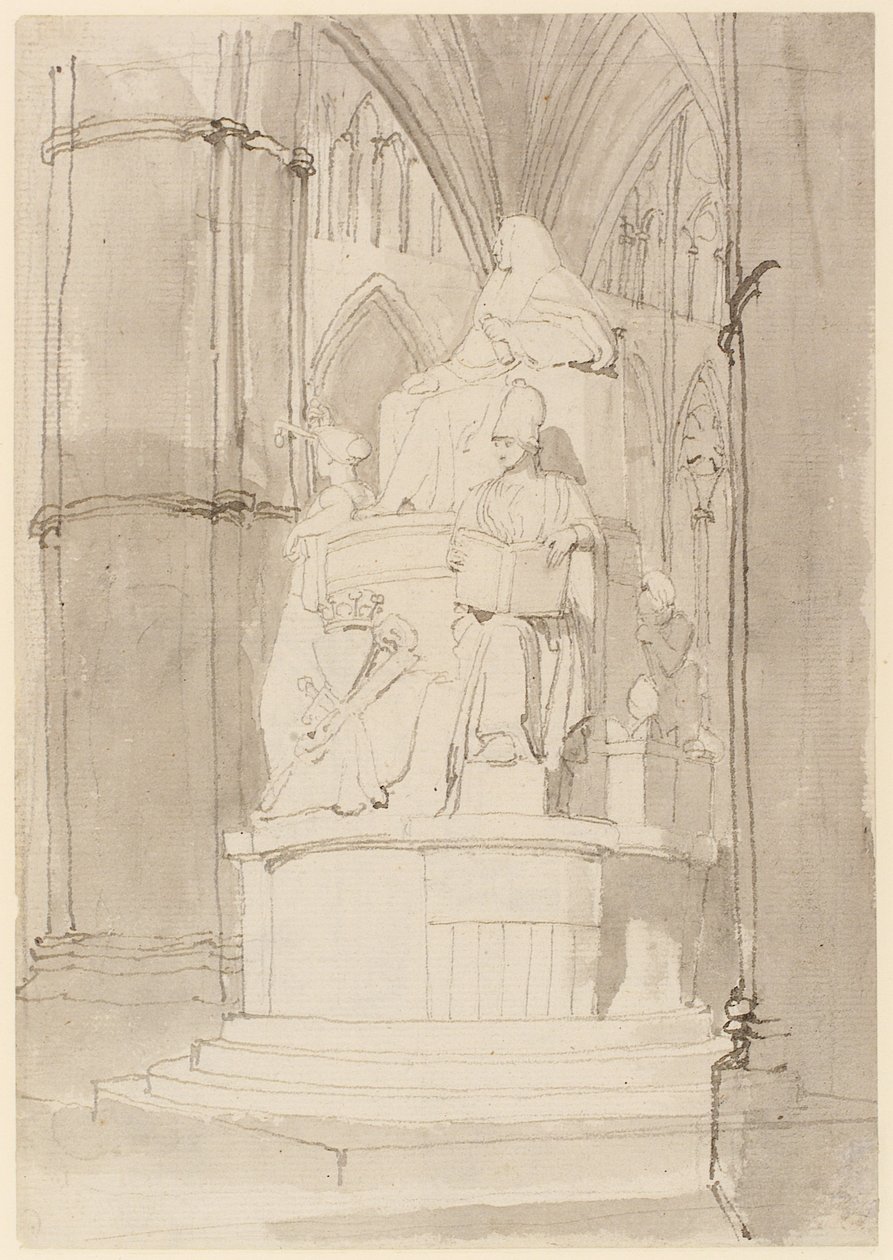 Westminster Abbey, Lord Mansfield Anıtı için tasarım (kalem, tükenmez kalem, mürekkep ve kağıt üzerinde yıkama) (ayrıca bkz. 273967 ve 273969) by John Flaxman