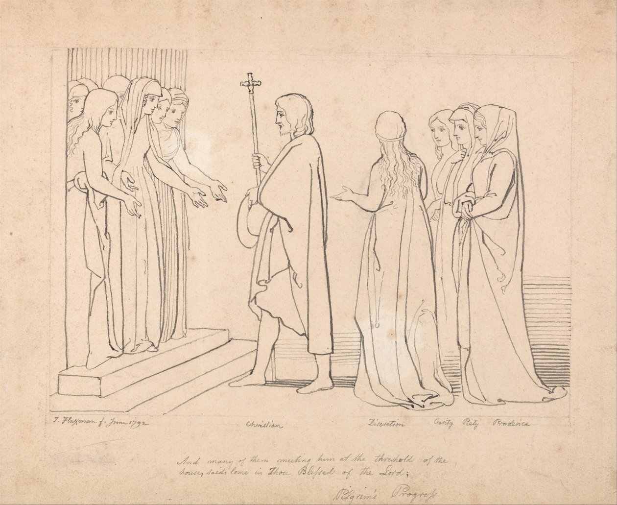 Hacıların İlerlemesi için İllüstrasyon by John Flaxman