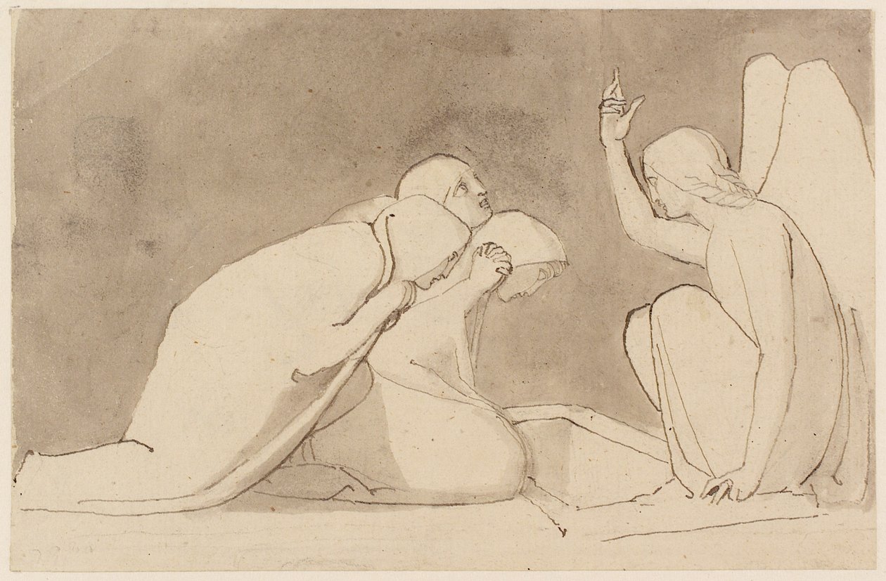 Kabirde Üç Meryem (kalem, tükenmez kalem, mürekkep ve yıkama) (ayrıca bkz. 273962) by John Flaxman