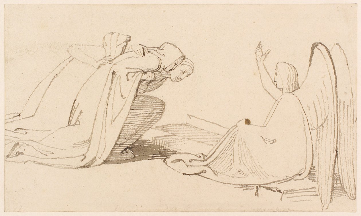 Kabirde Üç Meryem (kalem, tükenmez kalem, mürekkep ve yıkama) (ayrıca bkz. 273963) by John Flaxman