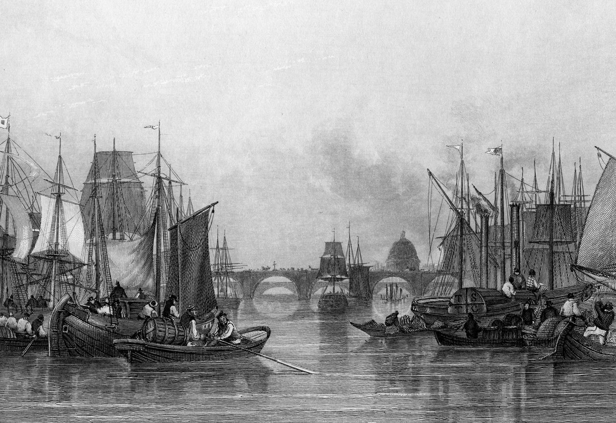 Üst Havuz, Thames Nehri, John Woods tarafından oyulmuş, 1851 by John Francis Salmon