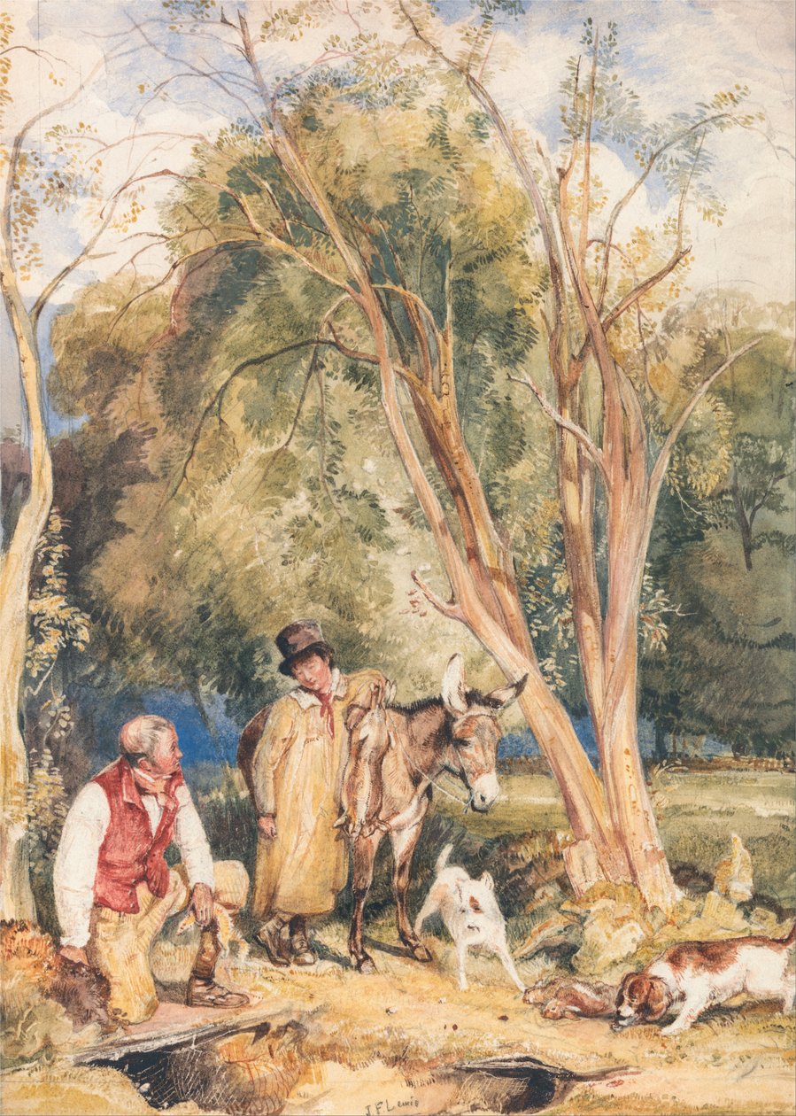 Oyun Bekçisi ve Bir Tavşanı Ferrete Eden Çocuk by John Frederick Lewis