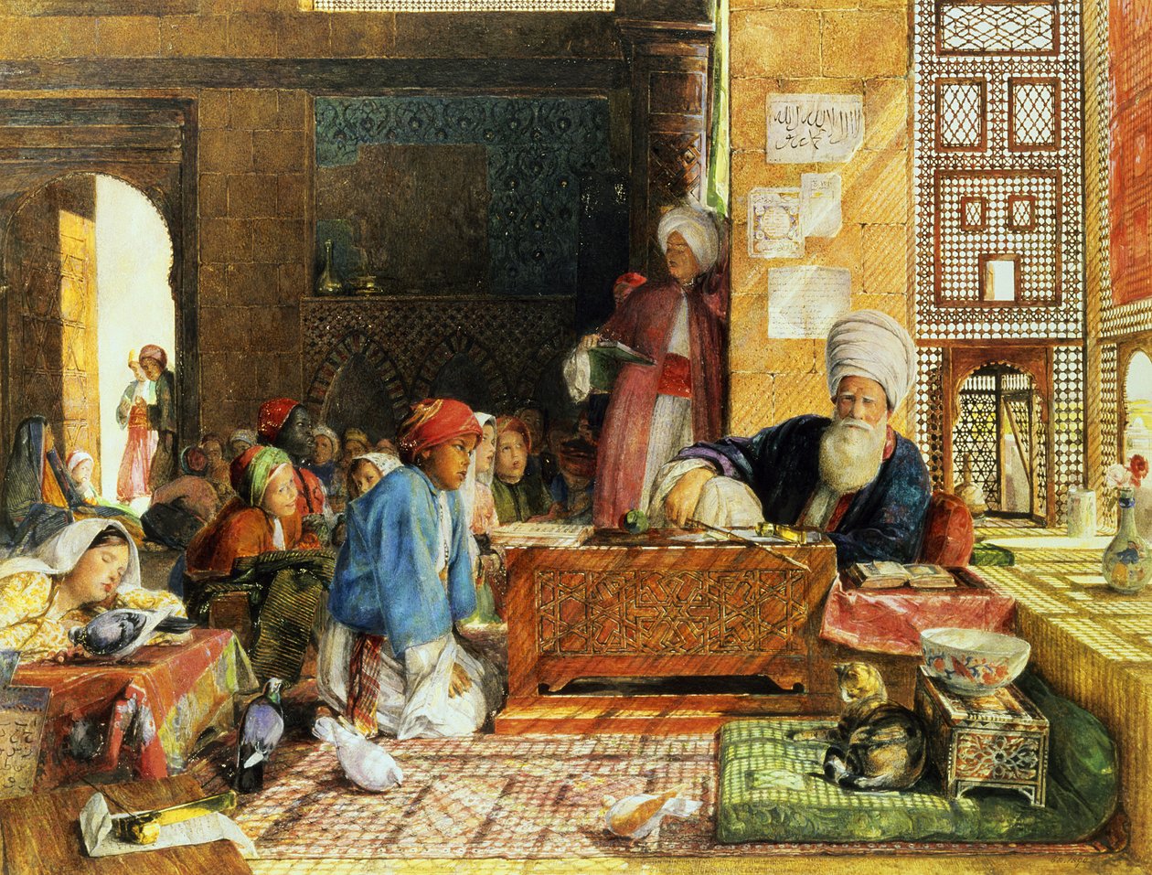 Bir Okulun İç Mekanı, Kahire, 1890 (ayrıca bkz. 43799) by John Frederick Lewis