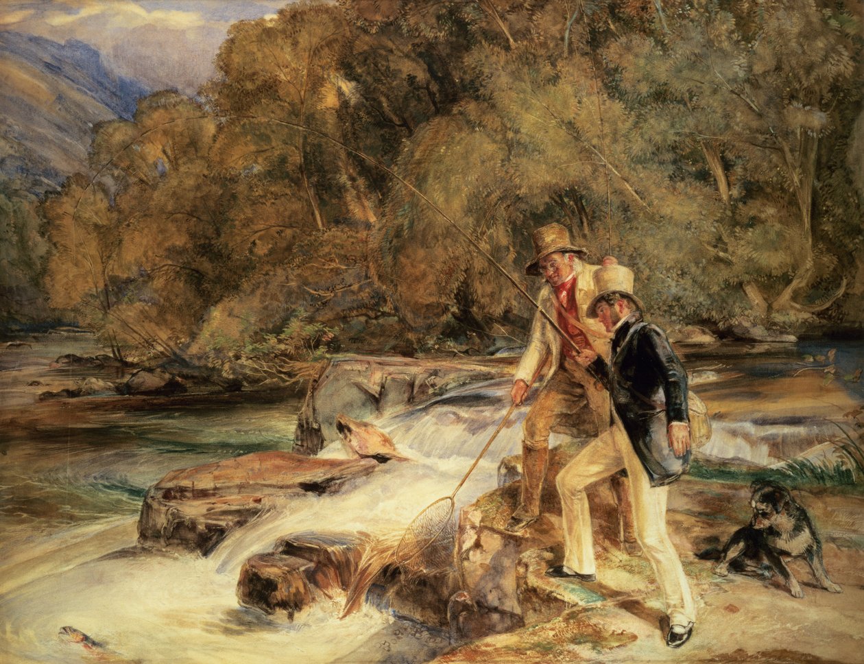 Landseer ve Lewis Balıkçılık by John Frederick Lewis