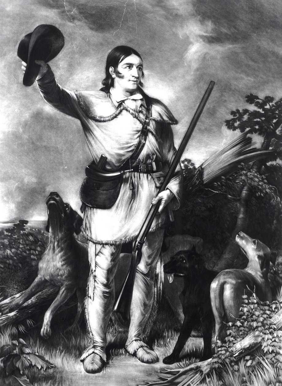 Albay Davy Crockett, Charles Gilbert Stuart (c.1787-1813) tarafından kazınmış, c.1839 by John Gadsby Chapman