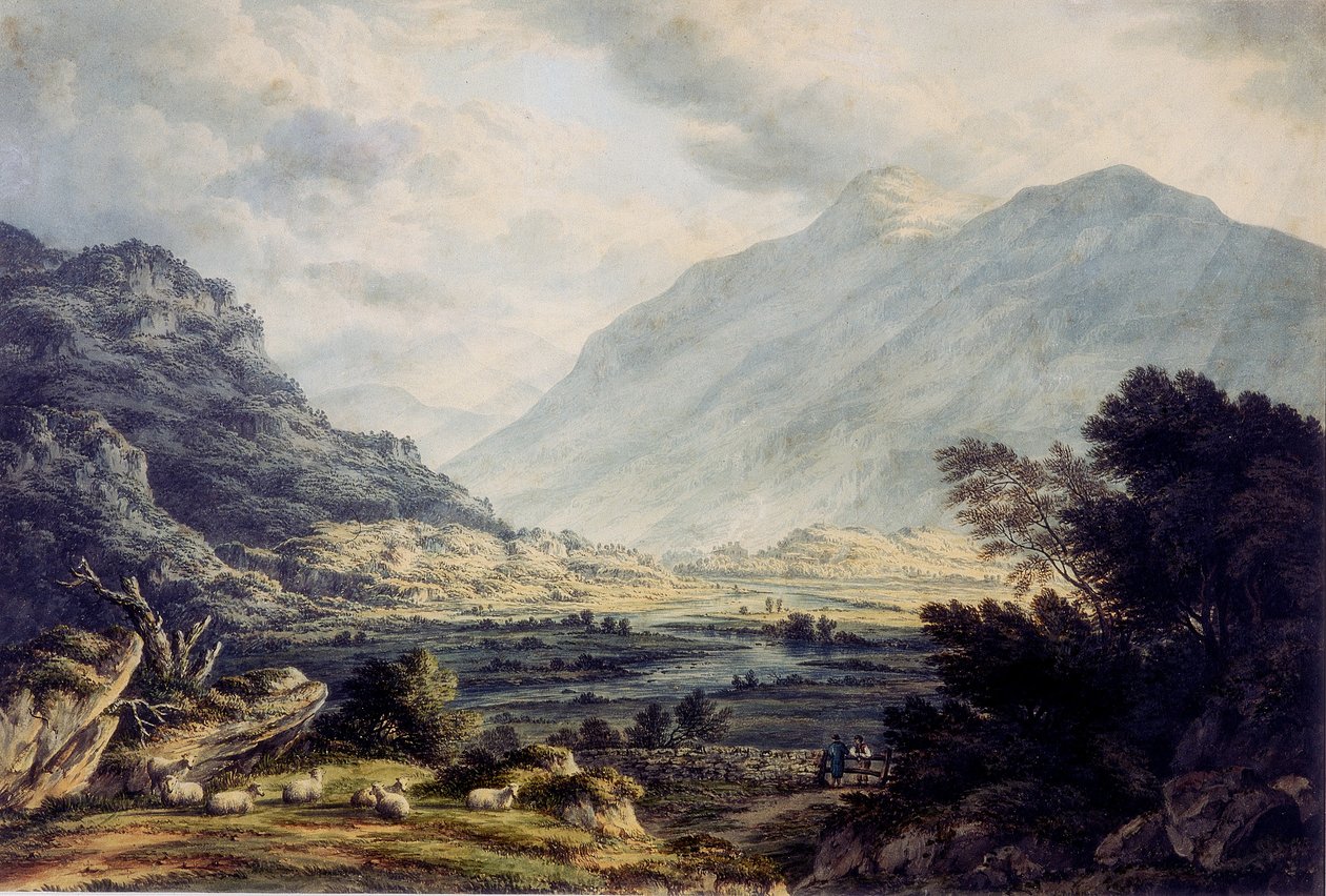 Capel Curig yakınlarında, Snowdon Dağı, Galler manzaralı by John Glover