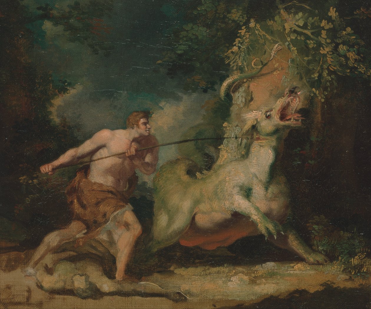 Bir canavara saldıran adam by John Hamilton Mortimer