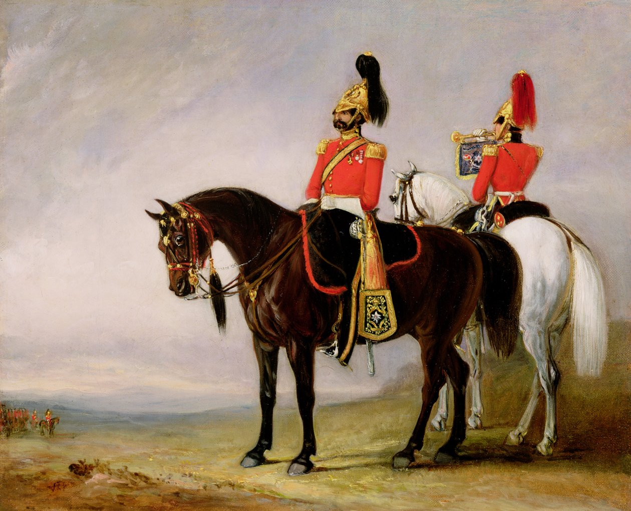 Albay James Charles Chatterton (1792-1874) 4. İrlanda Kraliyet Ejderha Muhafızları, Trompetçisi eşliğinde Charger