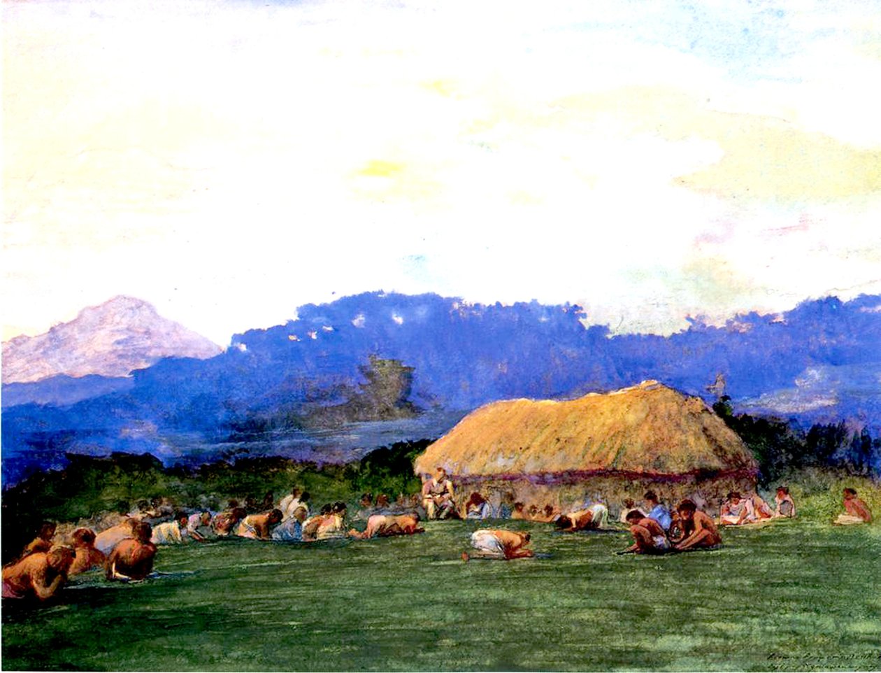 Şeytan Ülkesinde Akşam Namazı, Fiji, 1891 (kağıt üzerinde wc ve guaj) by John La Farge or Lafarge