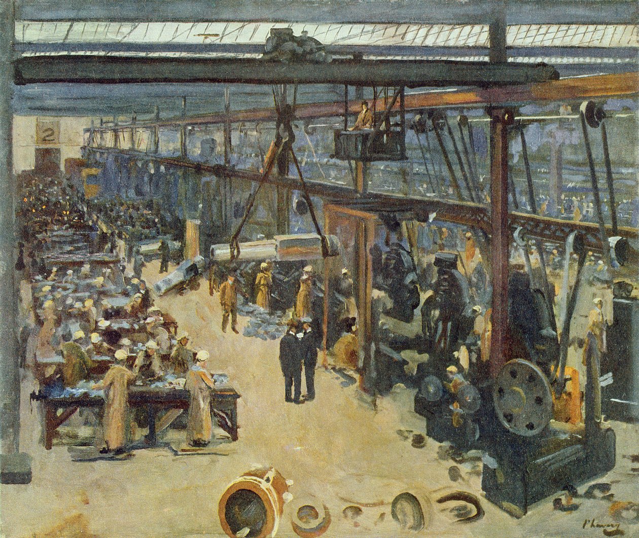 İngiliz Sanatçılar Cephesi'nden Clyde Tersanesinde bir sahne, (Messrs Beardmore und Co), 'Batı Cephesi'nin devamı, 1918 by John Lavery