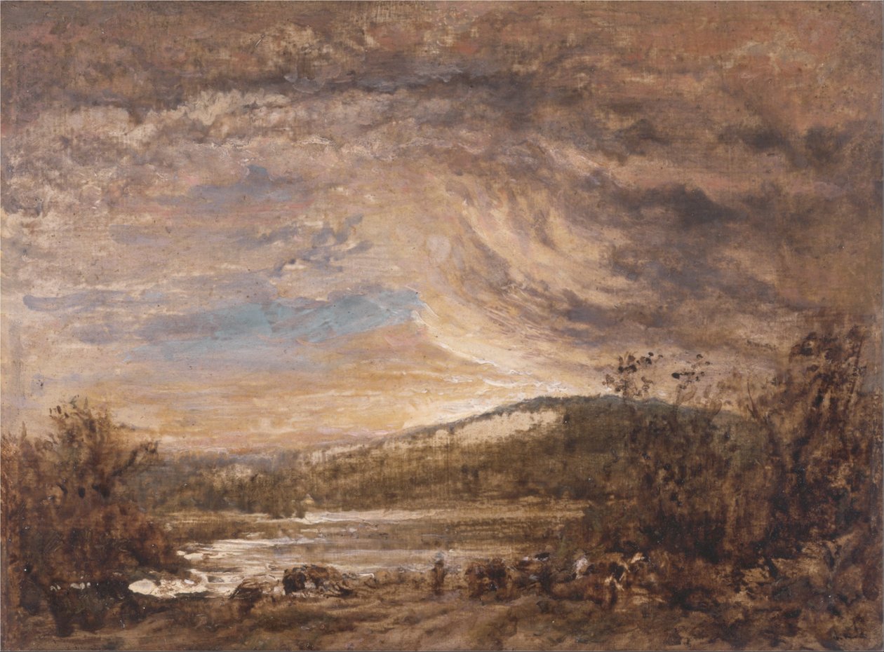 Nehir Manzarası, Gün Batımı by John Linnell