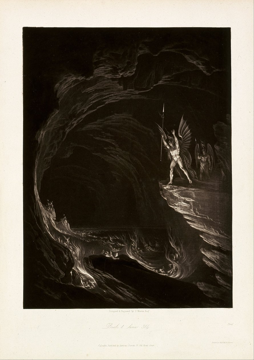 Şeytan Düşmüş Melekleri Uyandırıyor, Kitap 1, satır 314, John Milton, Kayıp Cennet by John Martin