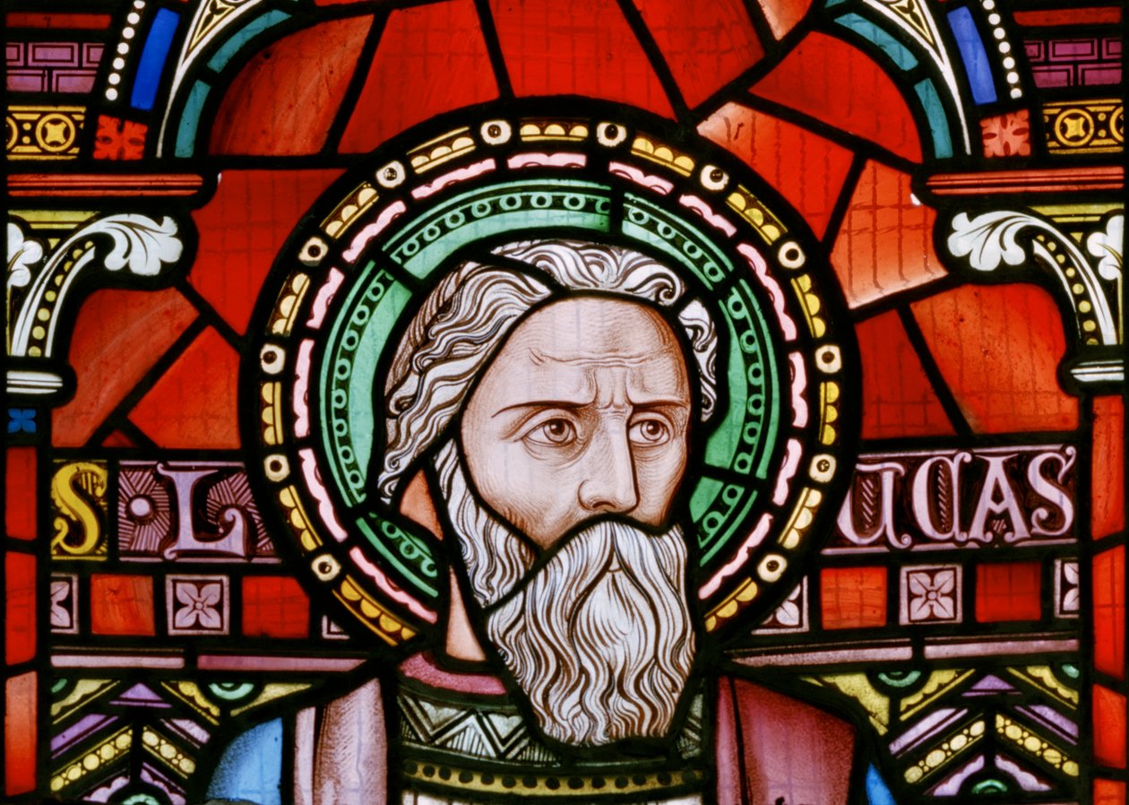 Crick, Doğu Penceresi detayı, Lavers & Barraud, John Millner Allen (1827-1902), St Luke, 1863 by John Millner Allen