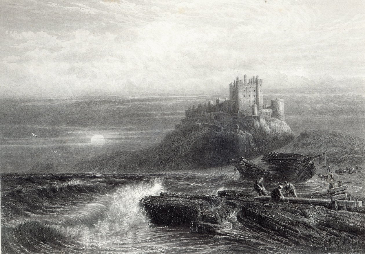 Bamborough Castle, engraved by S. Bradshaw, printed by Cassell und Company Ltd.  by John Mogford